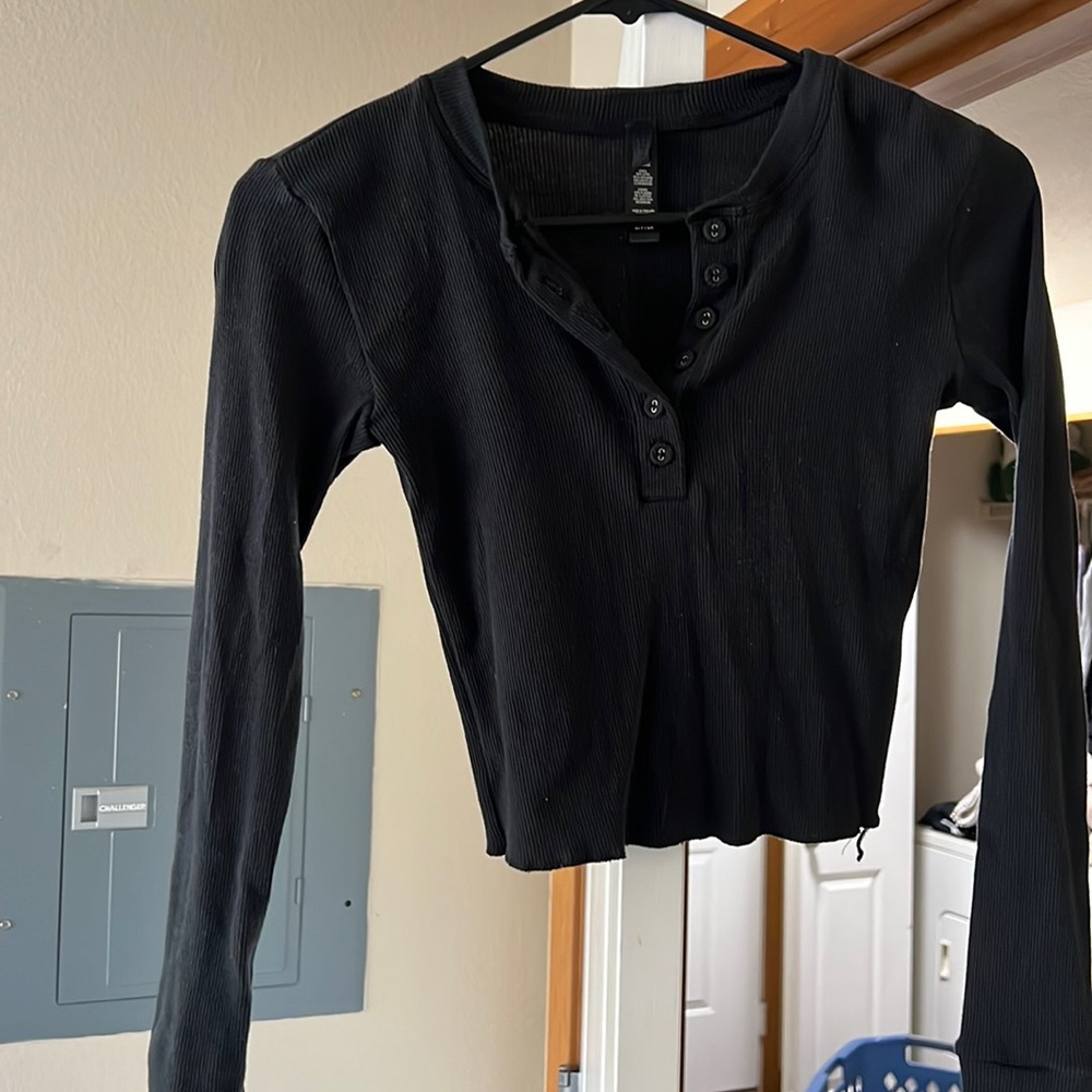 Skims long sleeve crop Henley